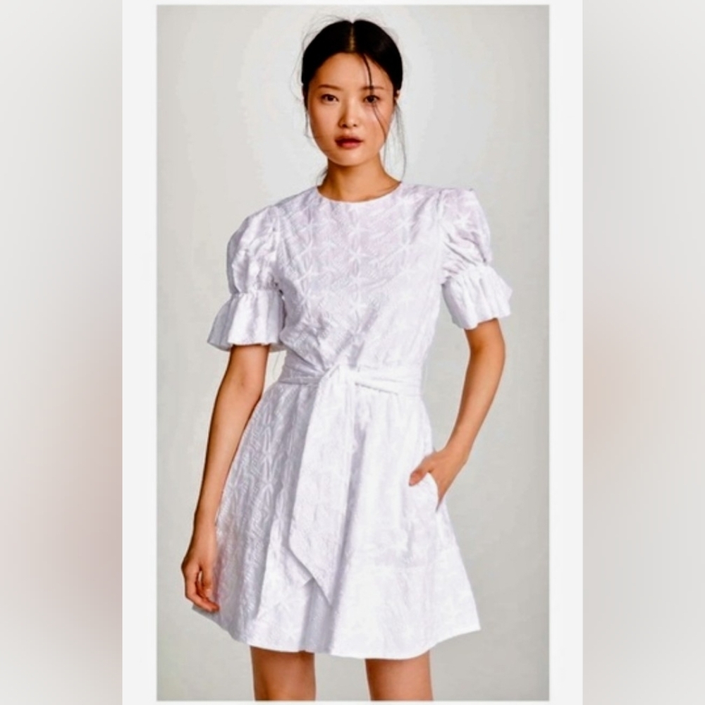 SALONI White CIARA Embroidered Mini Dress